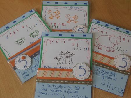 Carte invitation f�te de Simon 5 ans!!!